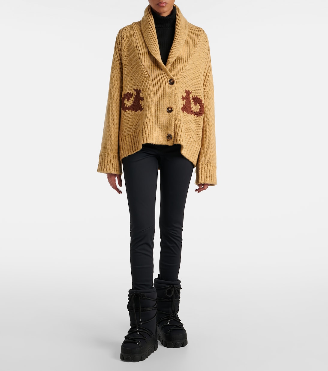 Cardigan Nora intarsia en laine mélangée | Goldbergh