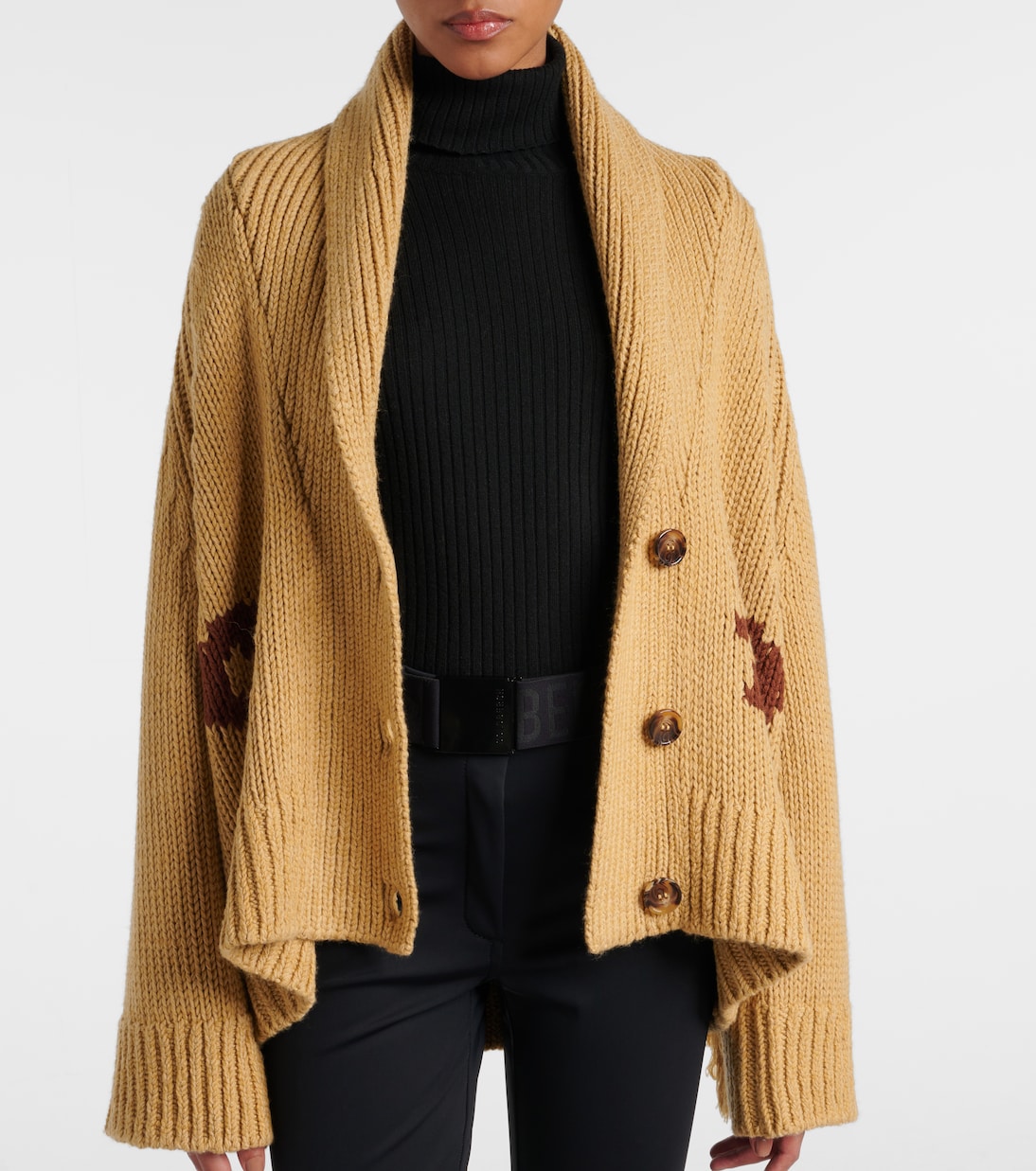 Cardigan Nora intarsia en laine mélangée | Goldbergh