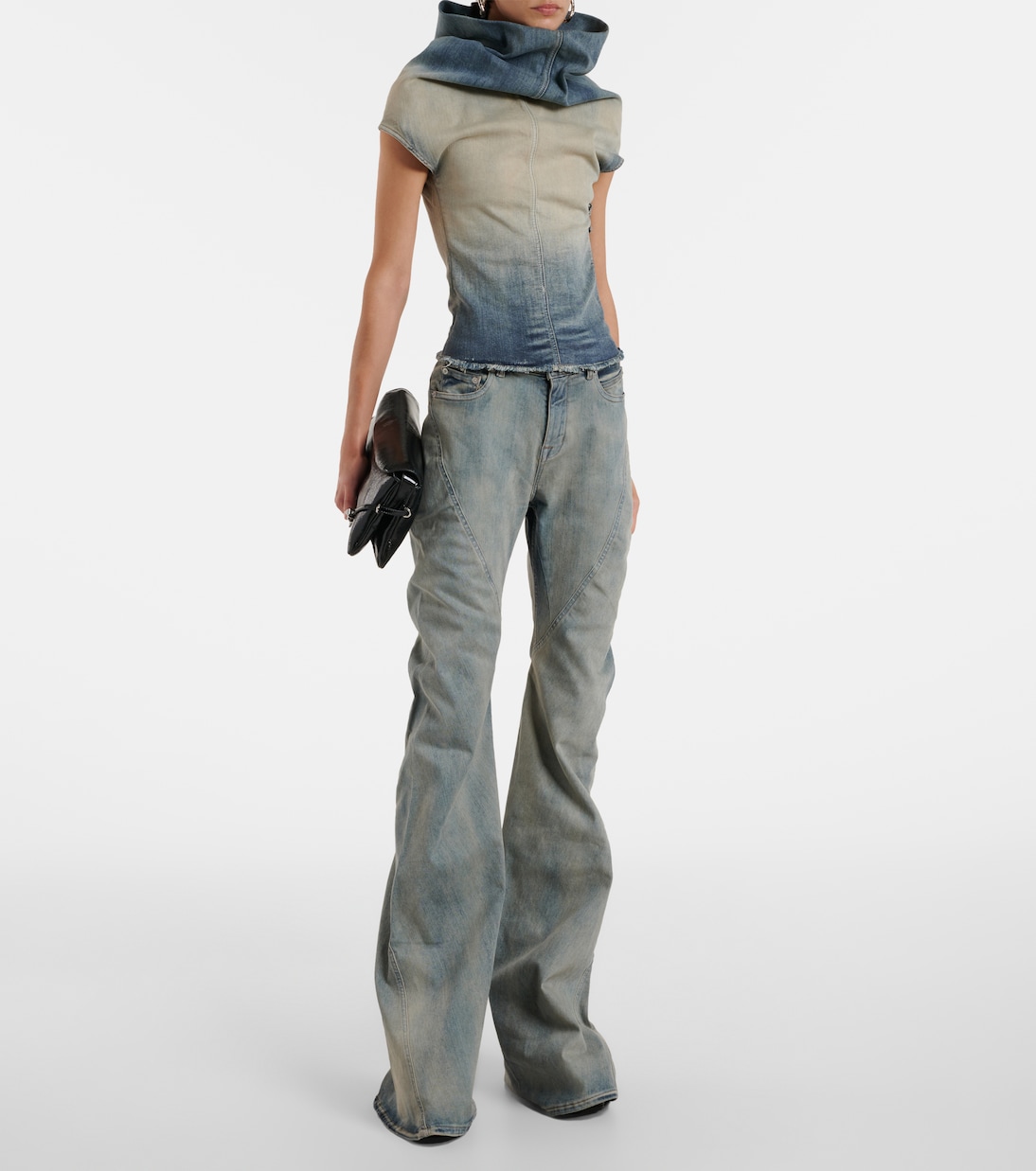 Draped denim top  | Rick Owens