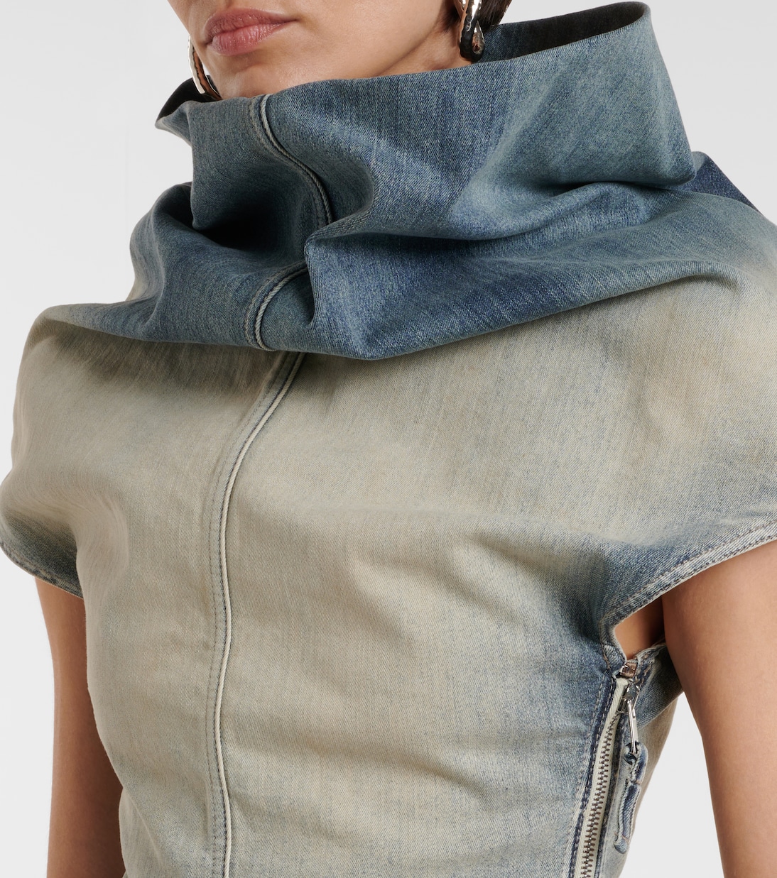 Draped denim top  | Rick Owens