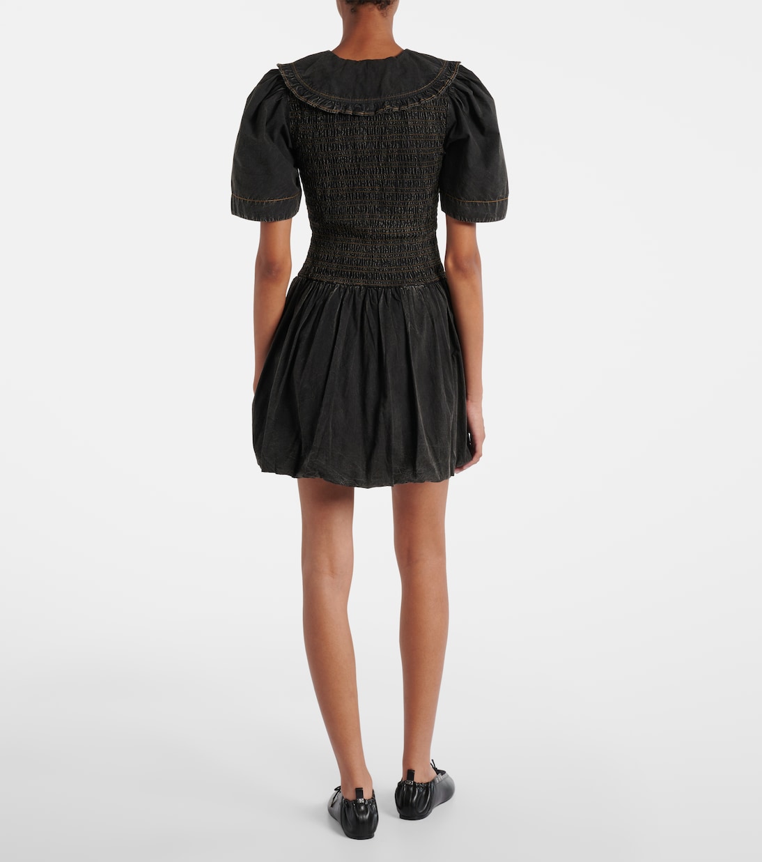 Bow-detail denim minidress | Ganni