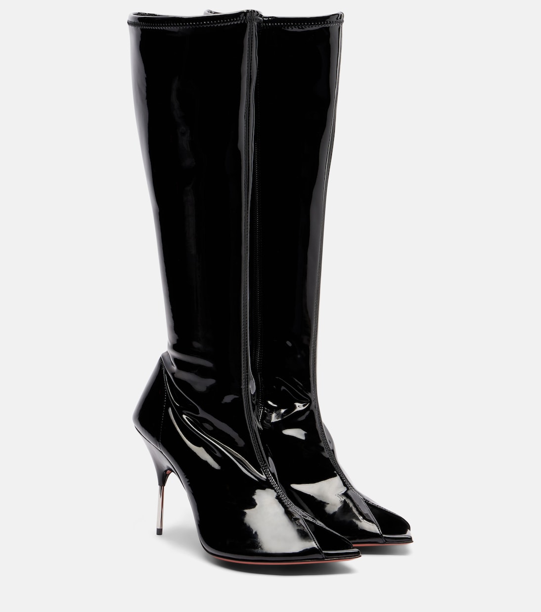 Bruna 95 patent leather knee-high boots | Amina Muaddi