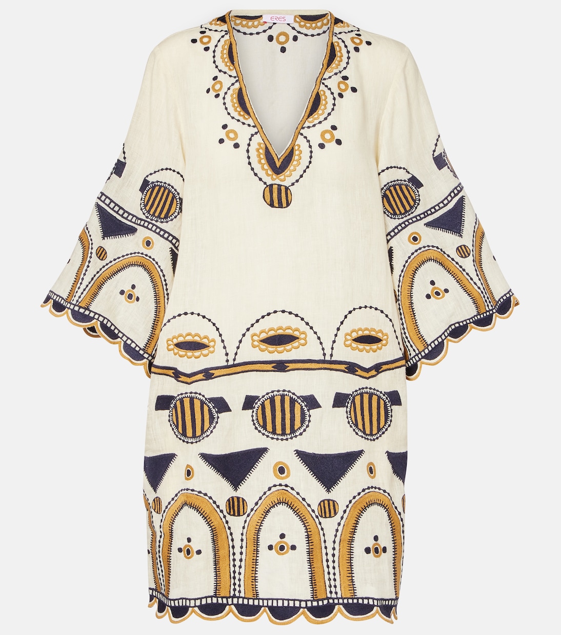 Besticktes Minikleid Medallion aus Leinen | Eres