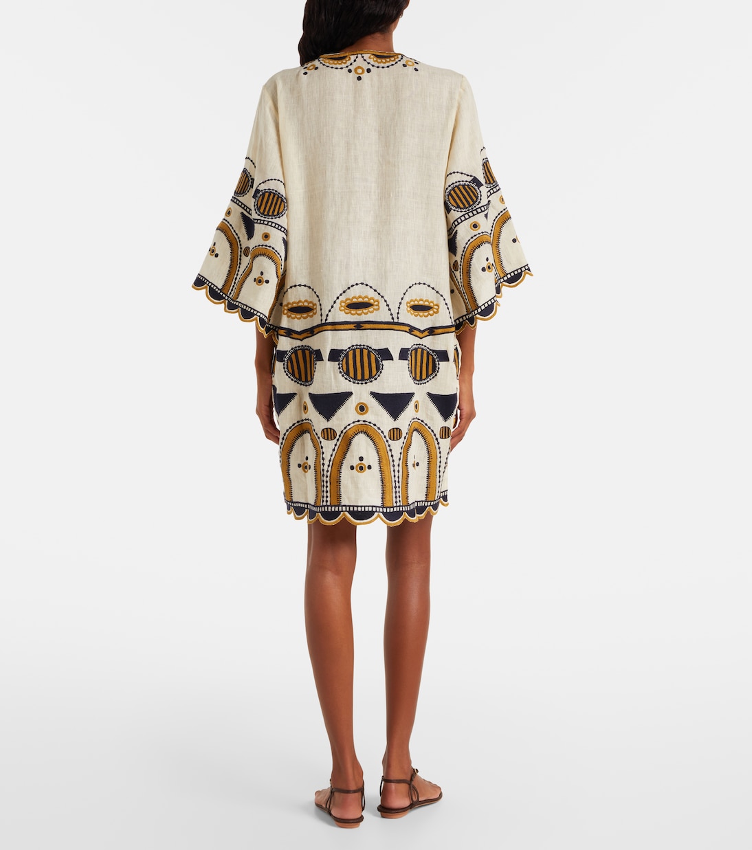 Besticktes Minikleid Medallion aus Leinen | Eres