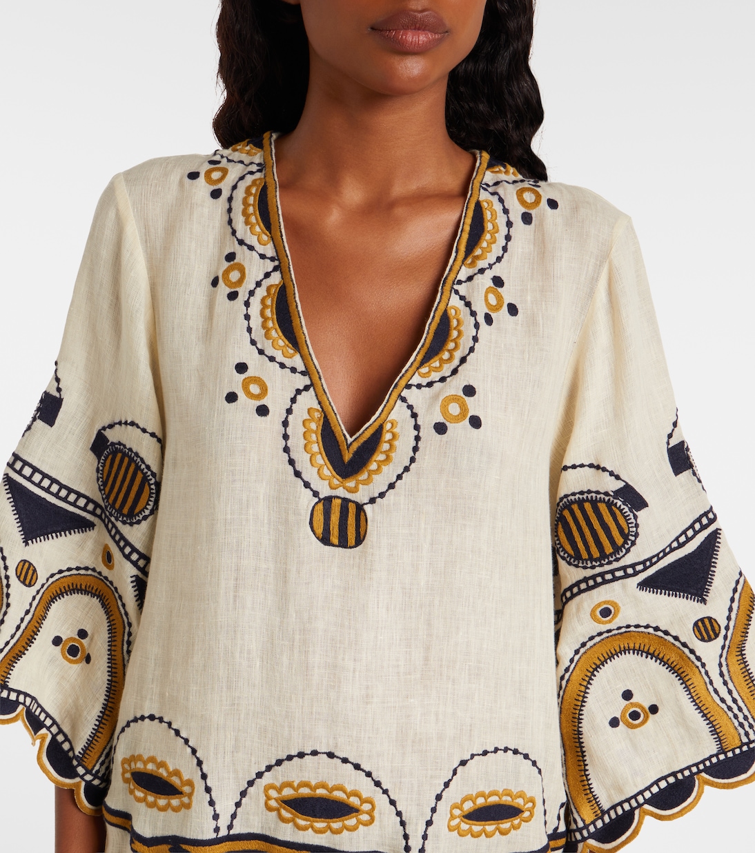 Besticktes Minikleid Medallion aus Leinen | Eres