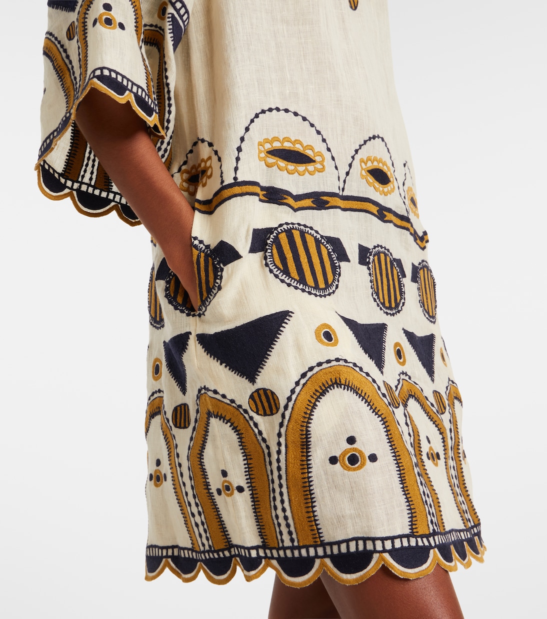 Besticktes Minikleid Medallion aus Leinen | Eres