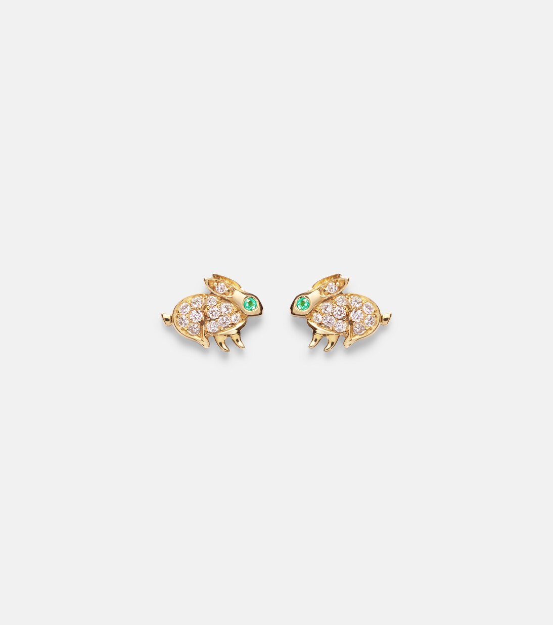 Boucles d’oreilles Bunny en or 18 ct, diamants et émeraudes | Anita Ko