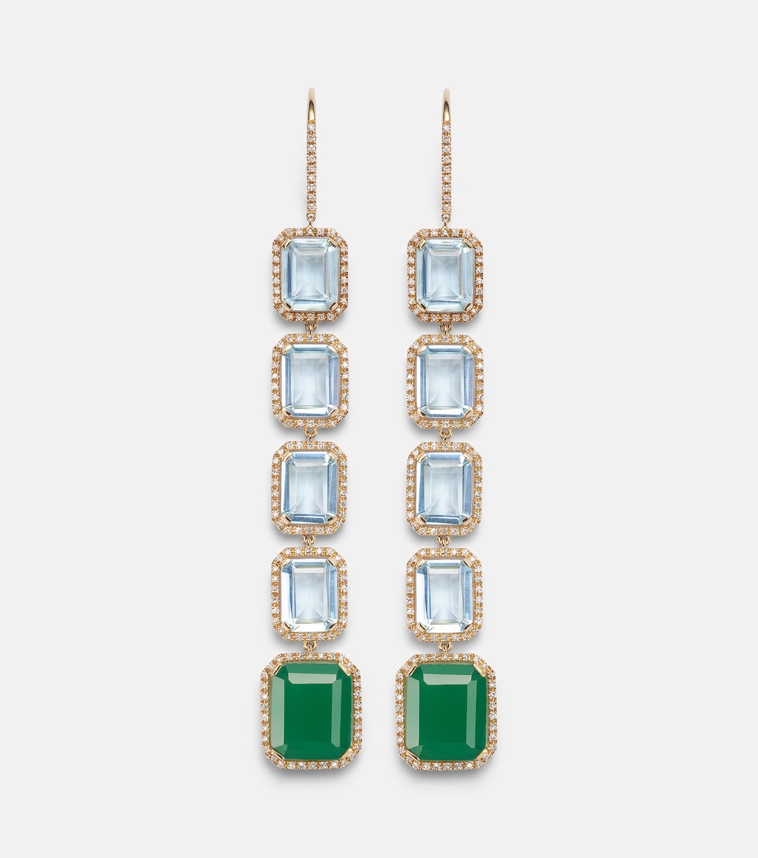 Boucles d’oreilles Tier Portrait en or 18 ct, topaze, agate et diamants | Shay Jewelry