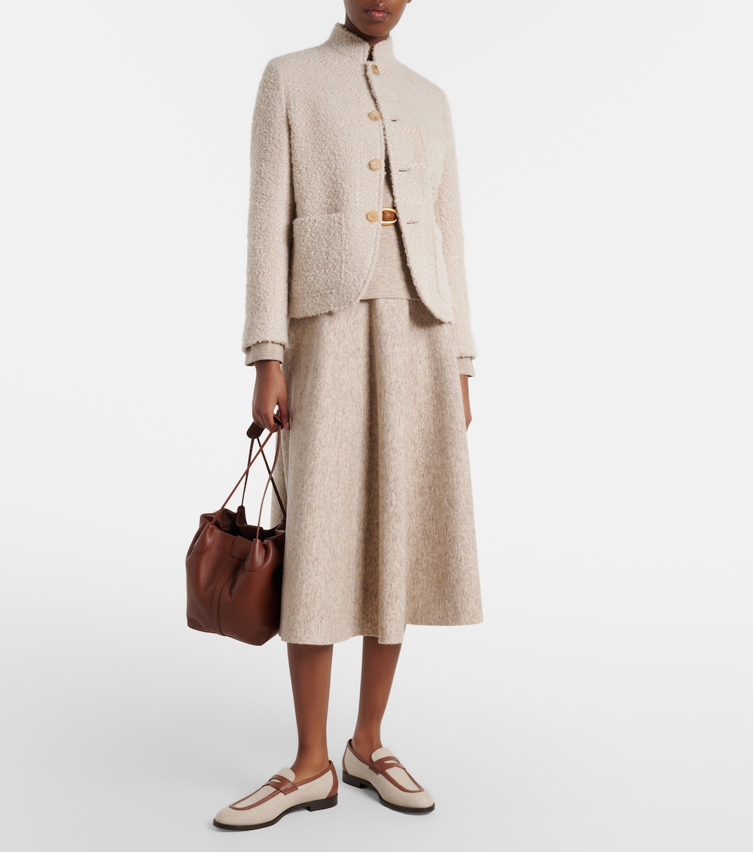 Gonna midi in cashmere, lana e lino | Loro Piana