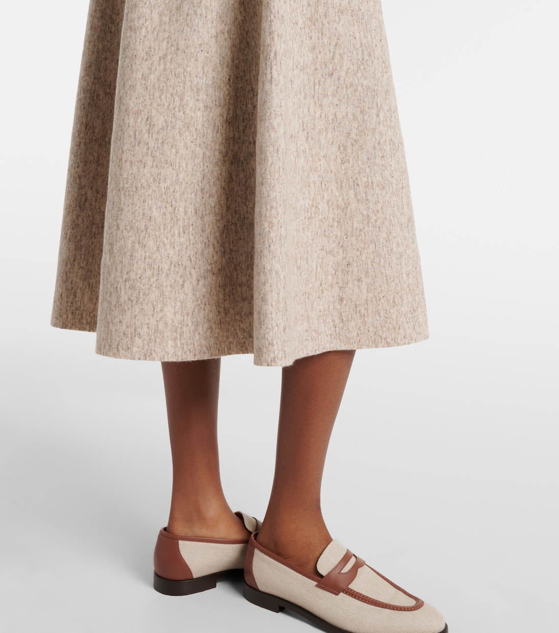 Gonna midi in cashmere, lana e lino | Loro Piana