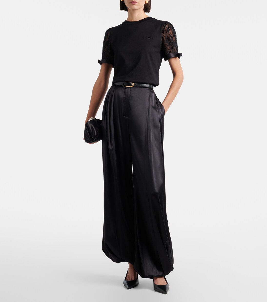 Lace-trimmed cotton jersey T-shirt | Nina Ricci
