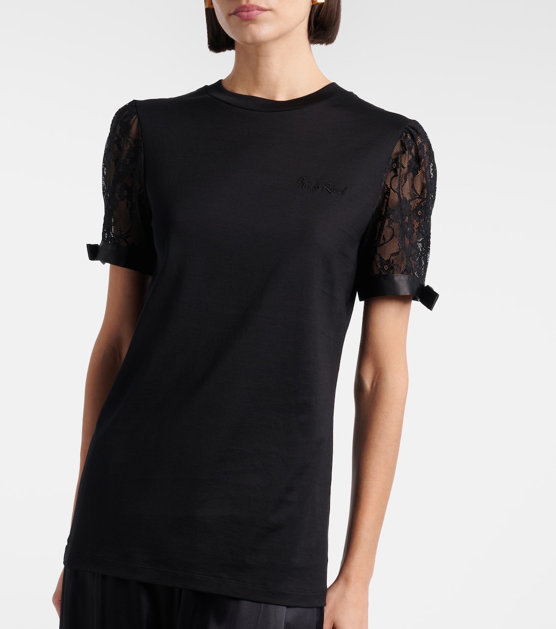 Lace-trimmed cotton jersey T-shirt | Nina Ricci
