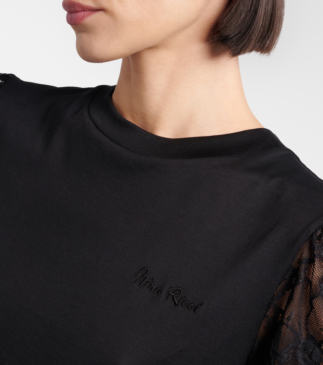 Lace-trimmed cotton jersey T-shirt | Nina Ricci