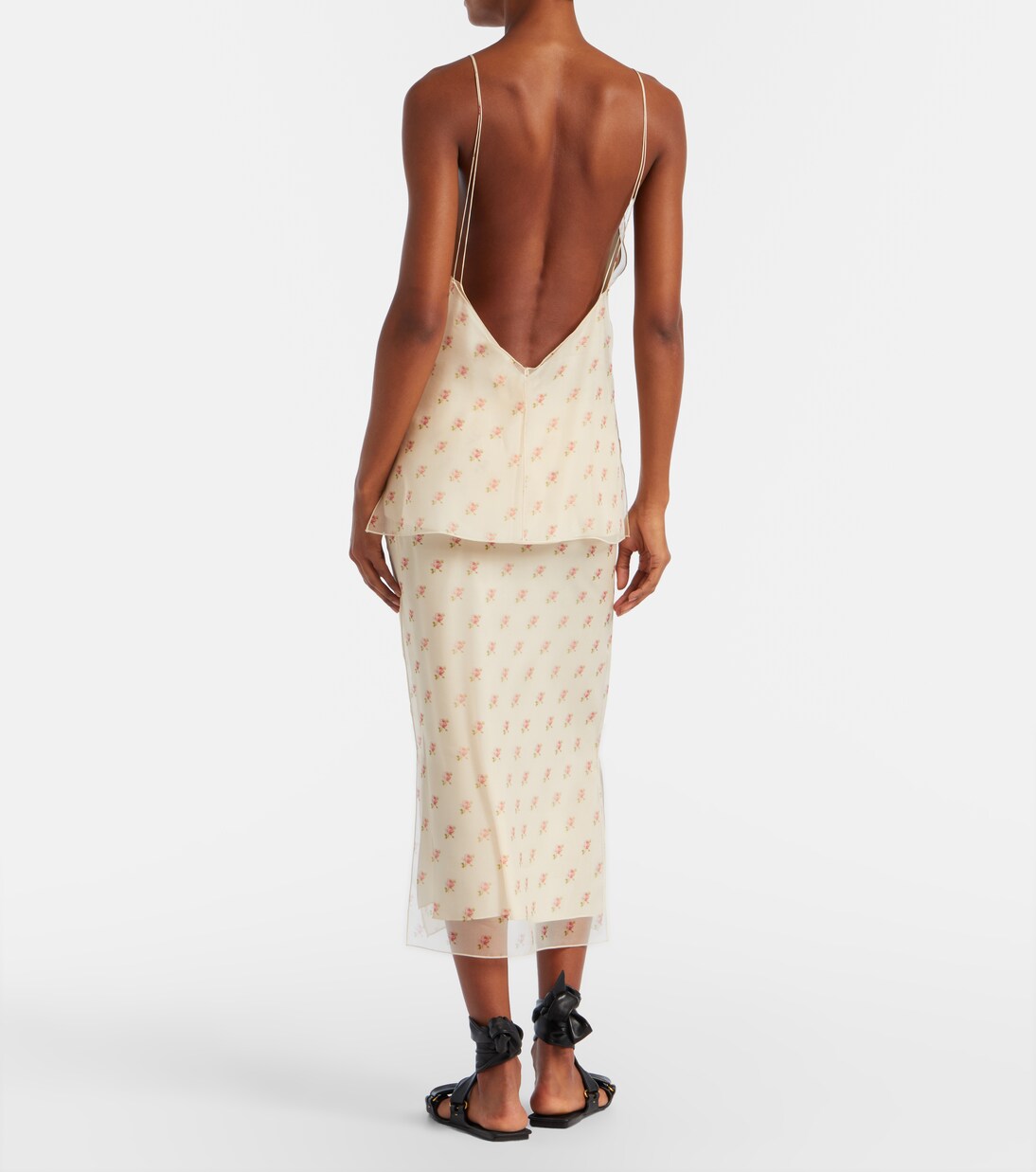 Sydni floral silk organza slip skirt | Khaite