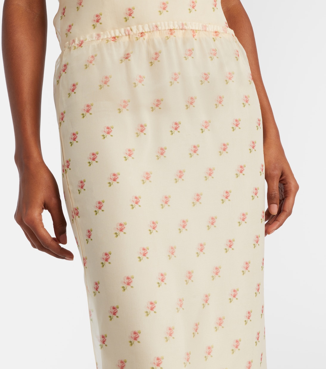 Sydni floral silk organza slip skirt | Khaite