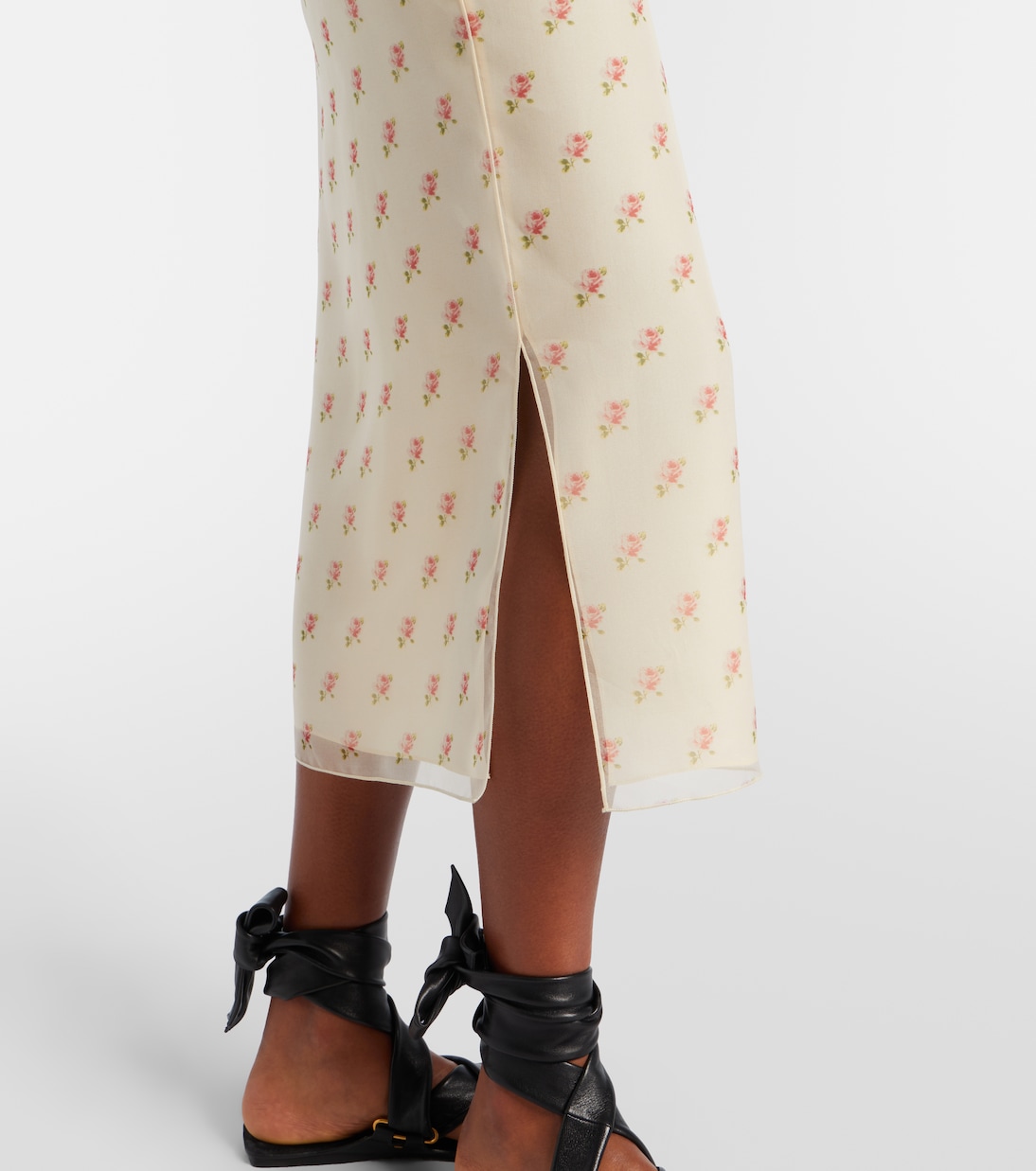 Sydni floral silk organza slip skirt | Khaite