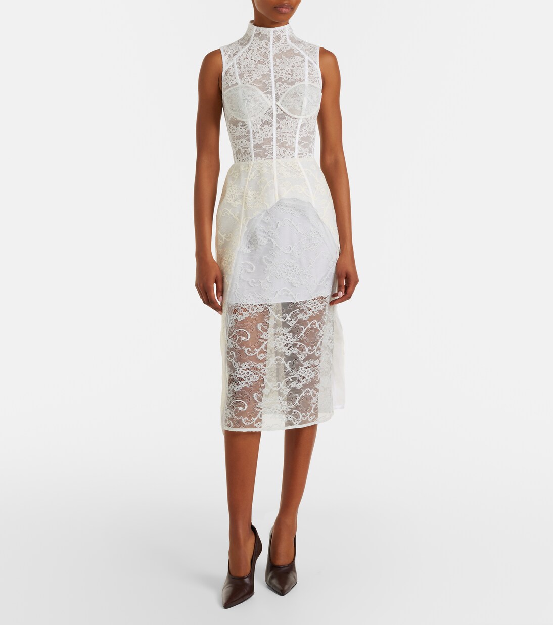 Robe corset en dentelle de coton mélangé à motif floral | Acne Studios