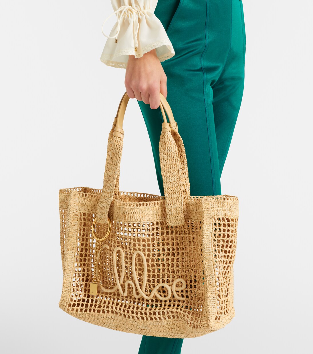 Tote Summer Banana Medium East-West de rafia | Chloé