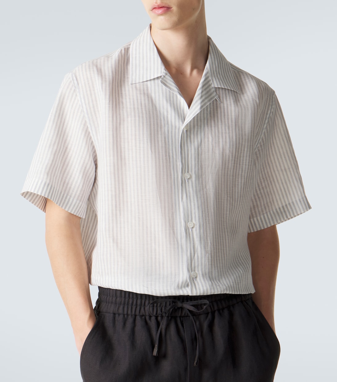 Camicia bowling in lino a righe | Brioni