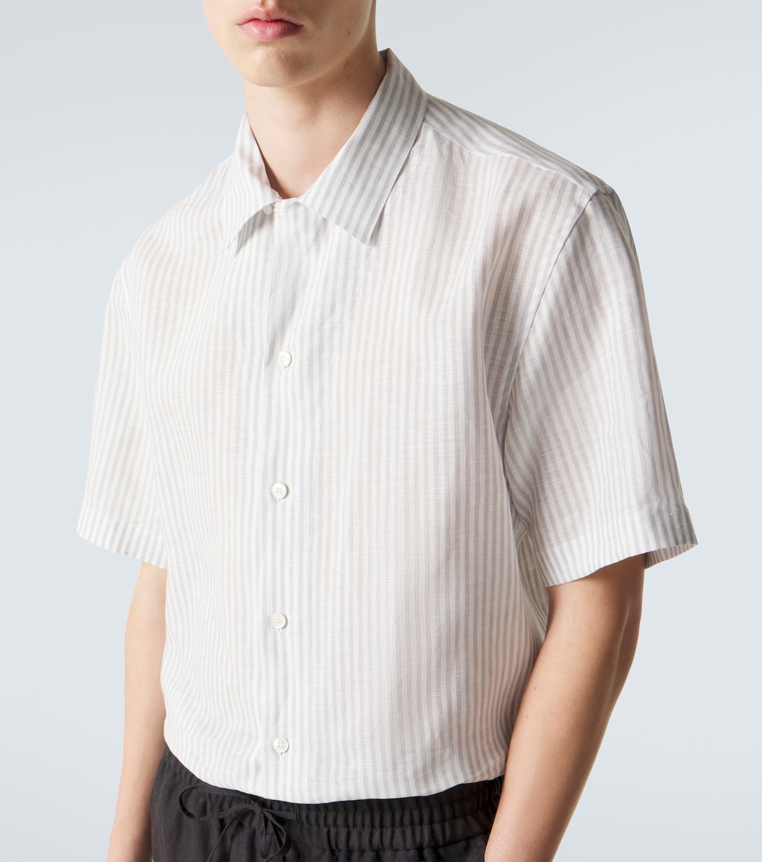 Camicia bowling in lino a righe | Brioni