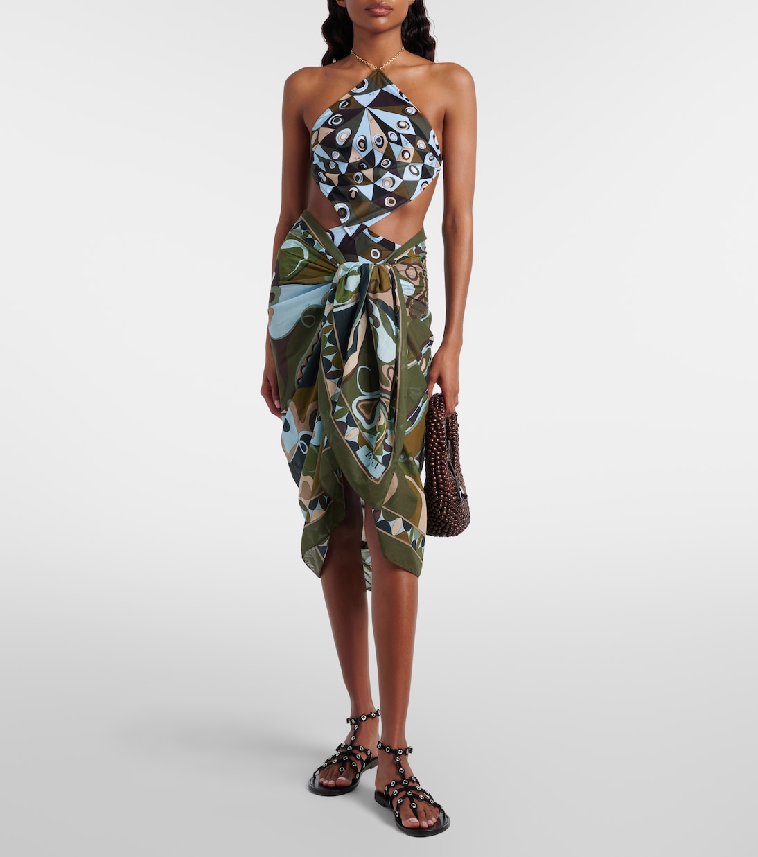 Occhi cutout halterneck swimsuit | Pucci