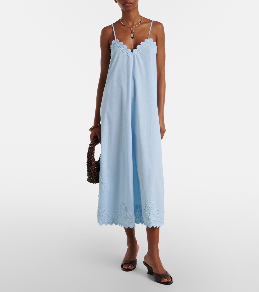 Abito midi in cotone con ricamo | Juliet Dunn