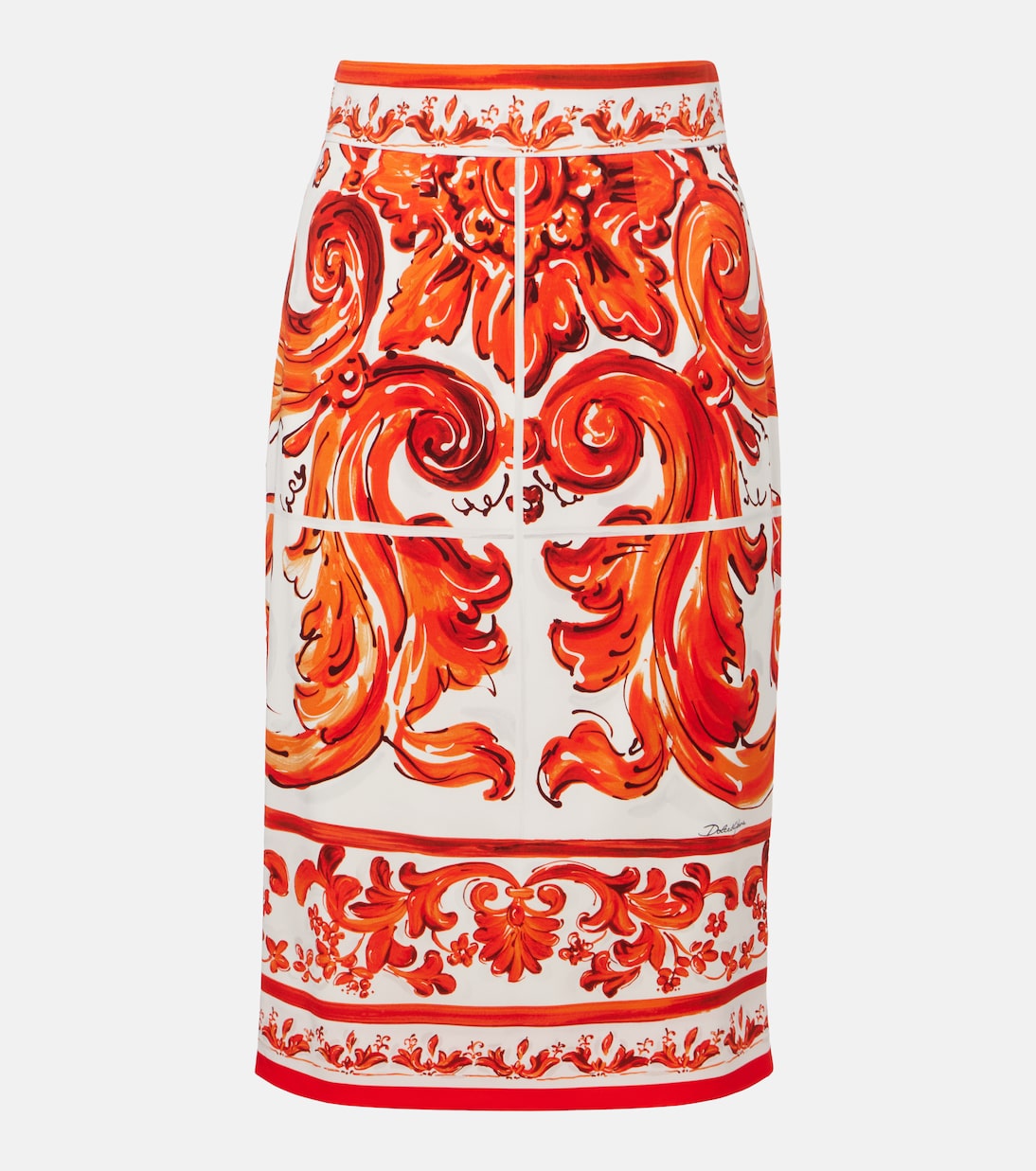 Majolica silk-blend charmeuse pencil skirt | Dolce&Gabbana