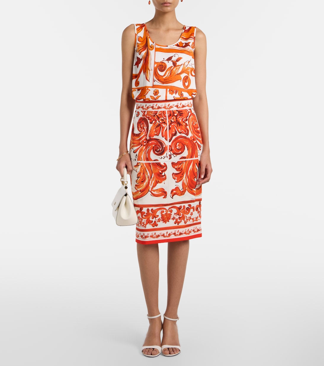 Majolica silk-blend charmeuse pencil skirt | Dolce&Gabbana