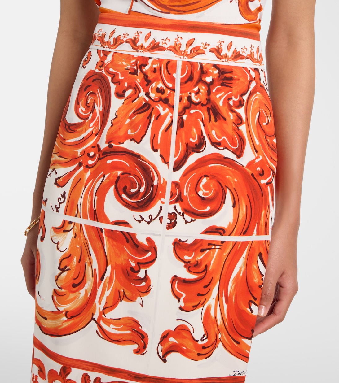 Majolica silk-blend charmeuse pencil skirt | Dolce&Gabbana