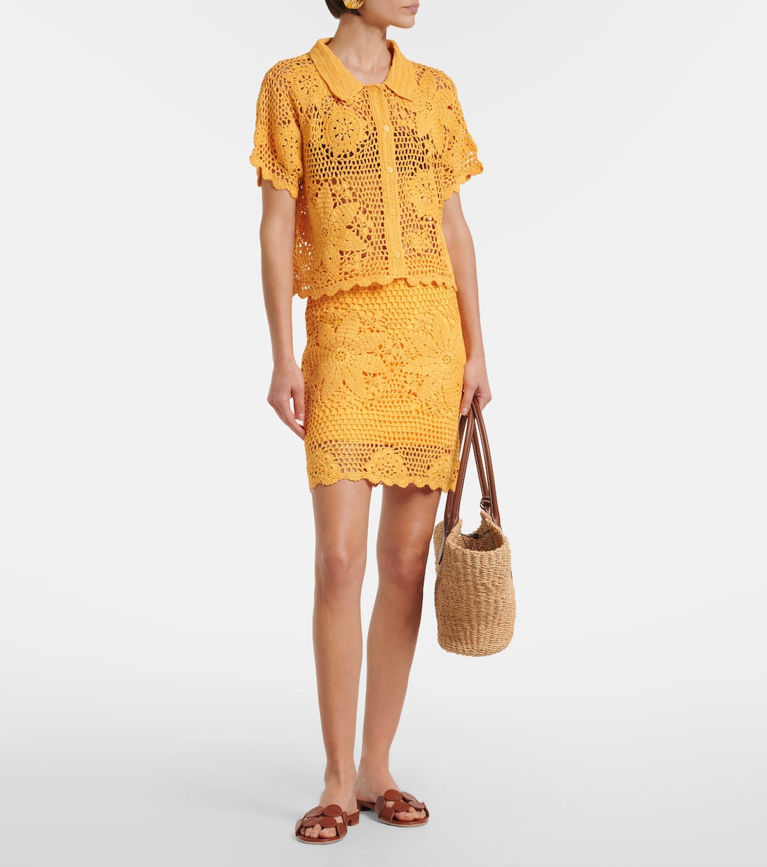 Agnes floral crochet cotton miniskirt | Simkhai