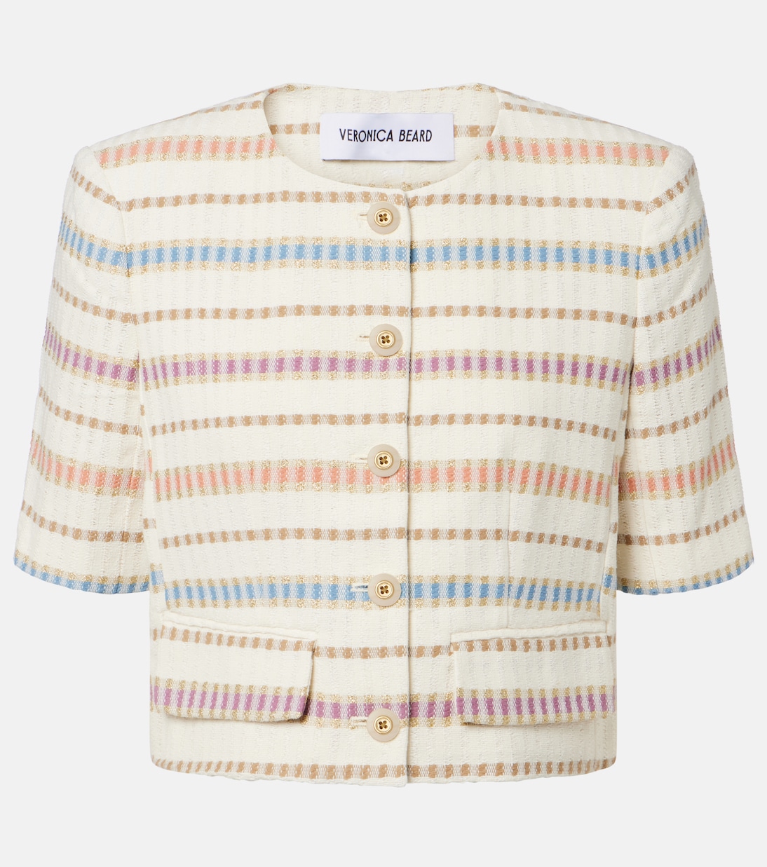 Orville striped cropped cotton-blend jacket | Veronica Beard