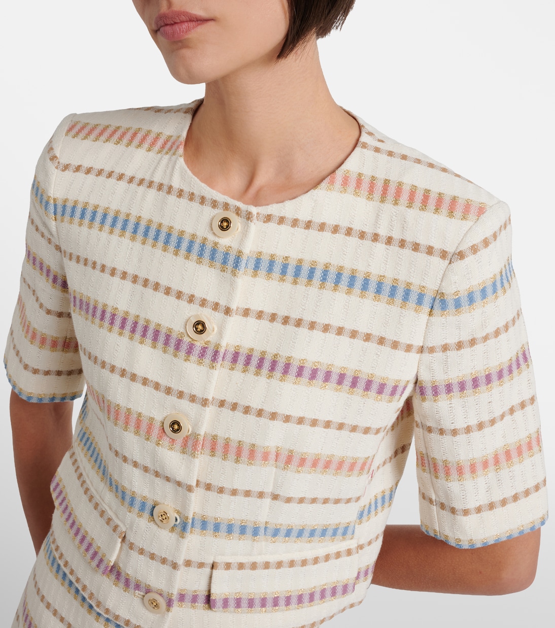 Orville striped cropped cotton-blend jacket | Veronica Beard