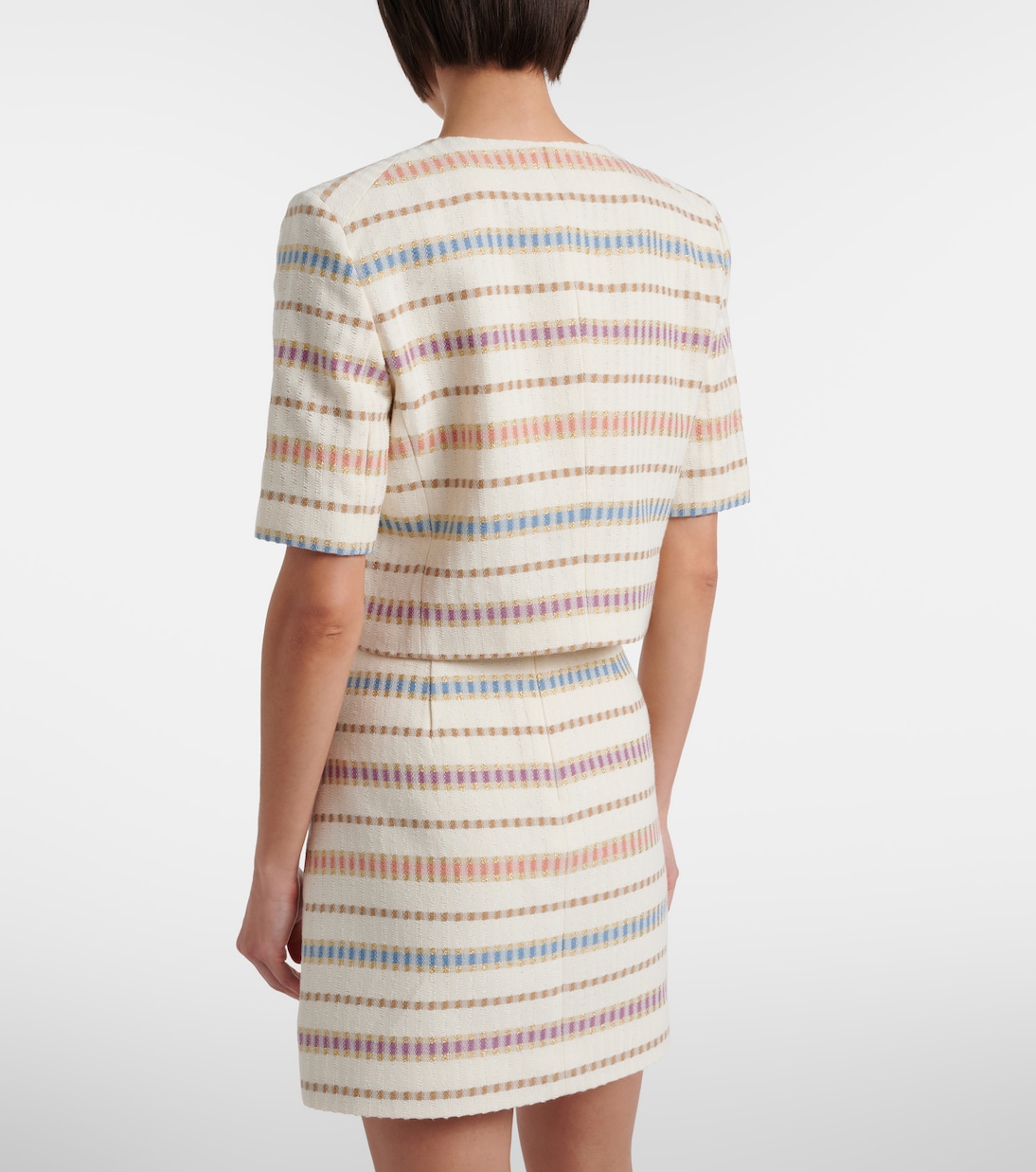 Orville striped cropped cotton-blend jacket | Veronica Beard