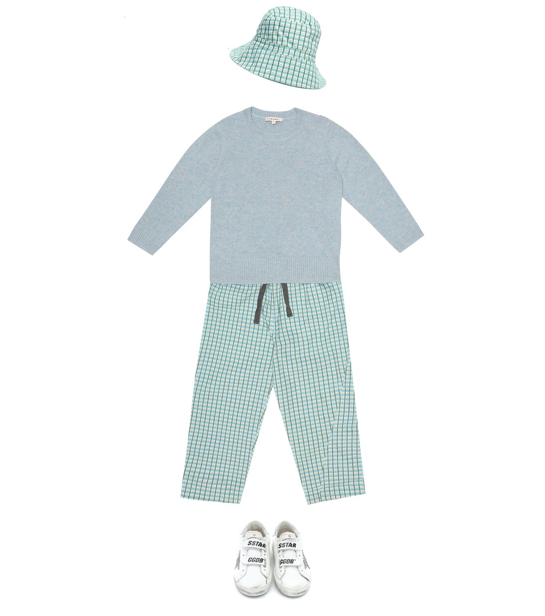 Baby Wembley checked cotton hat | Caramel