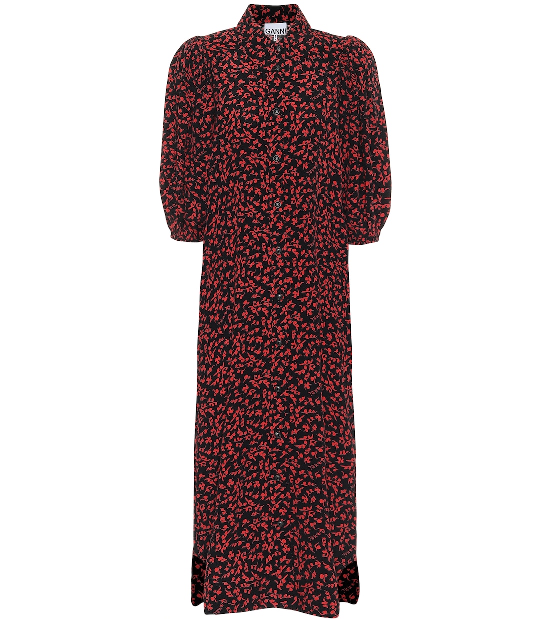 Floral crêpe midi dress | Ganni
