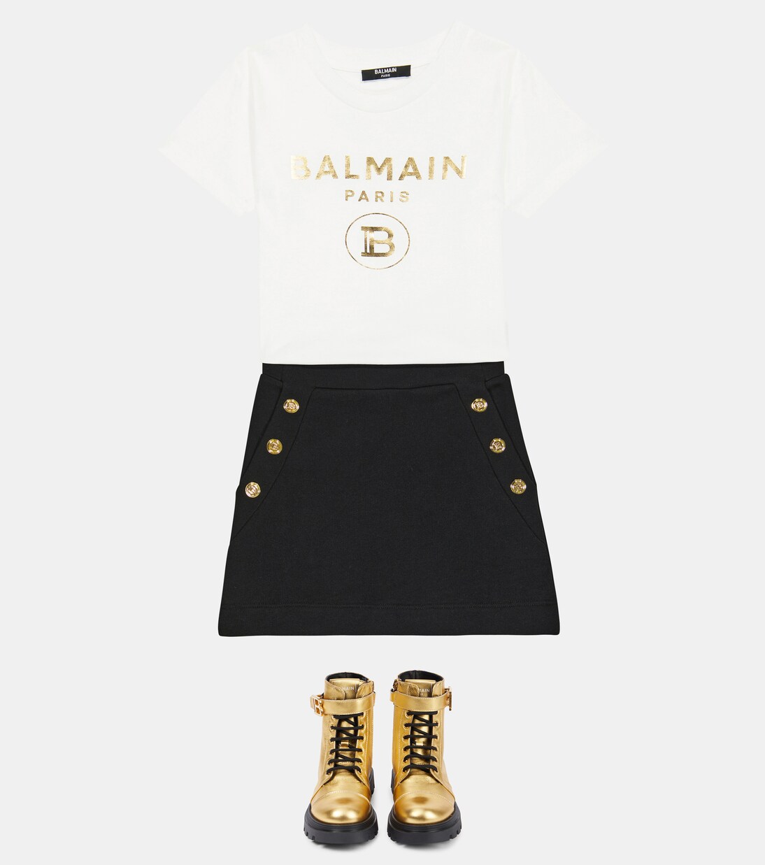 Mini-jupe en coton | Balmain Kids