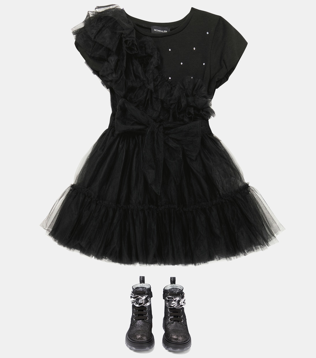 Robe en tulle à ornements | Monnalisa