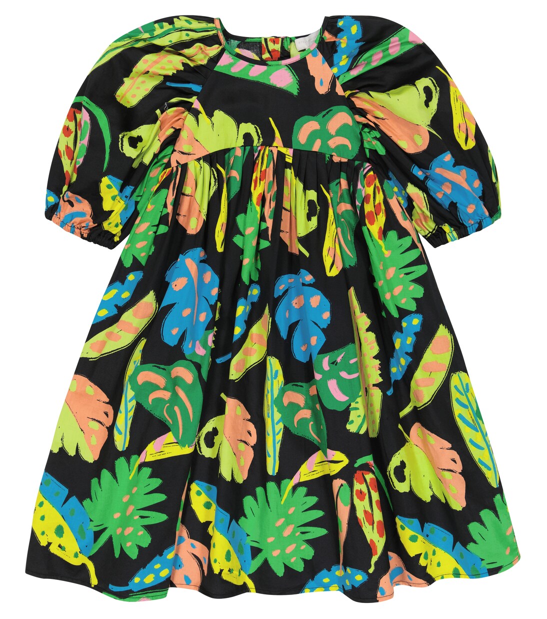 Printed puff-sleeve cotton dress | Stella McCartney Kids