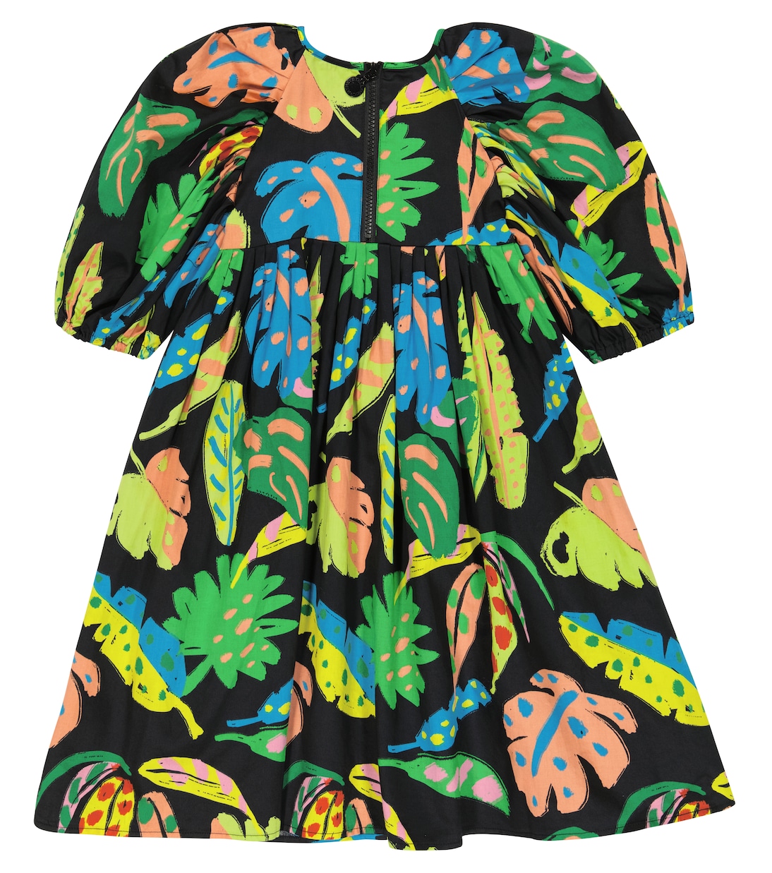 Printed puff-sleeve cotton dress | Stella McCartney Kids