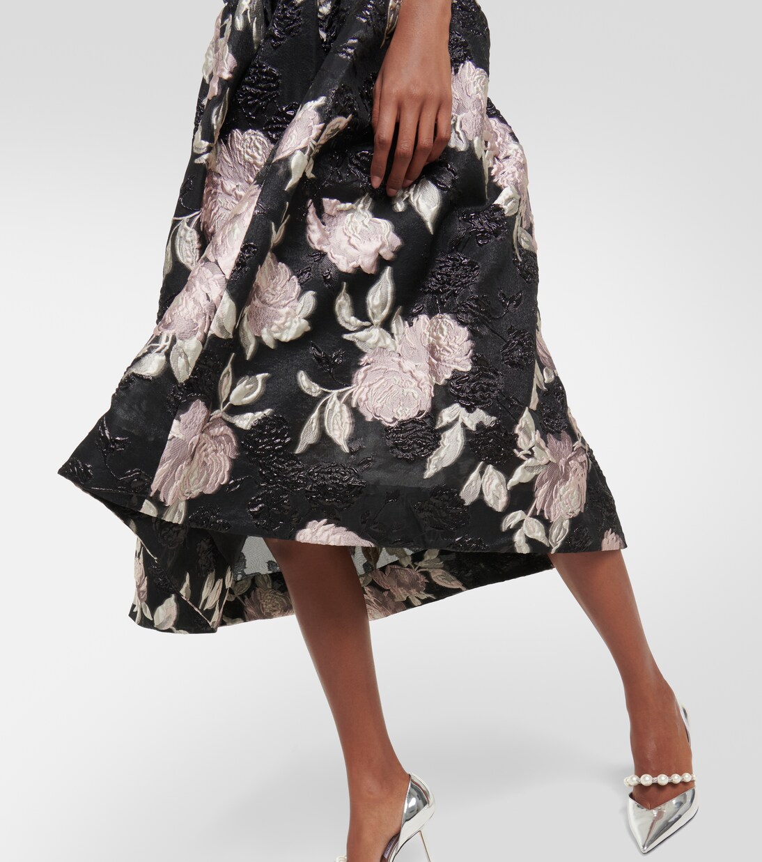 Robe midi en jacquard à fleurs | Monique Lhuillier