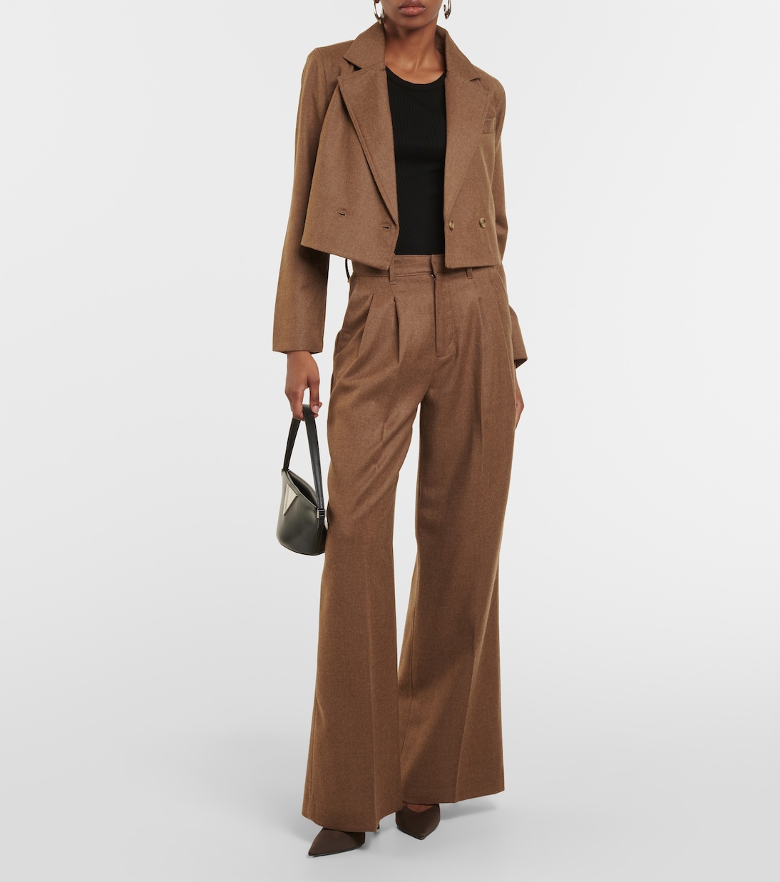 x EmRata - Pantaloni Joan in lana a gamba larga | AG Jeans