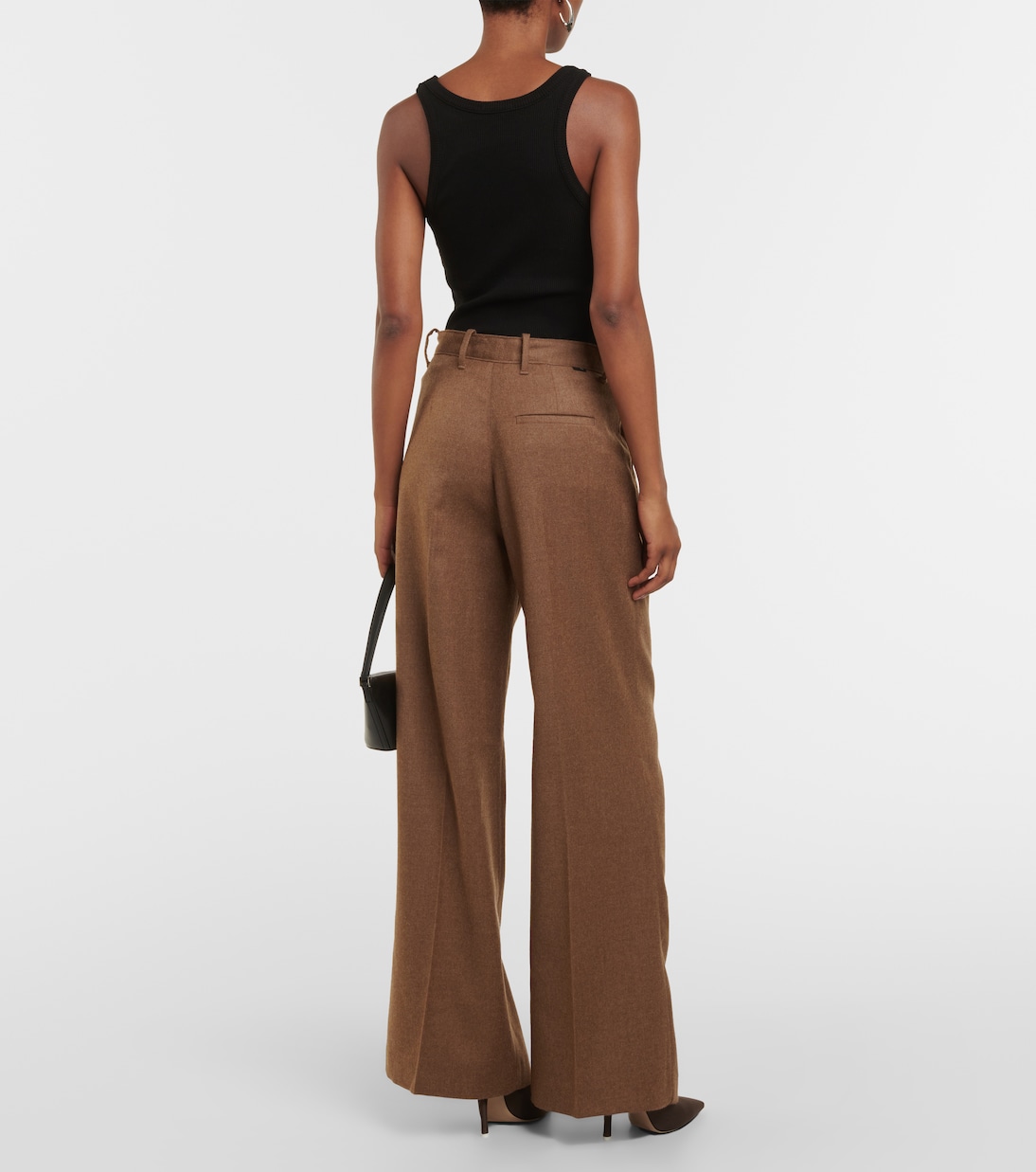 x EmRata - Pantaloni Joan in lana a gamba larga | AG Jeans