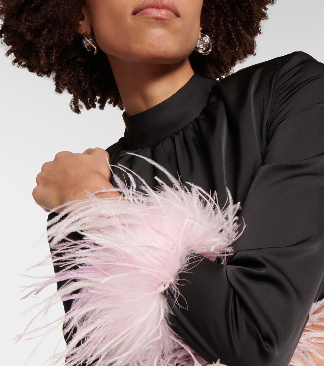 Robe en satin à plumes | Self-Portrait