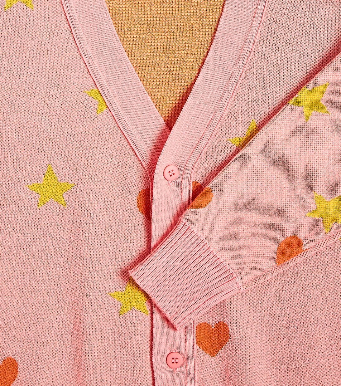 Hearts Stars jacquard cotton cardigan | Tinycottons