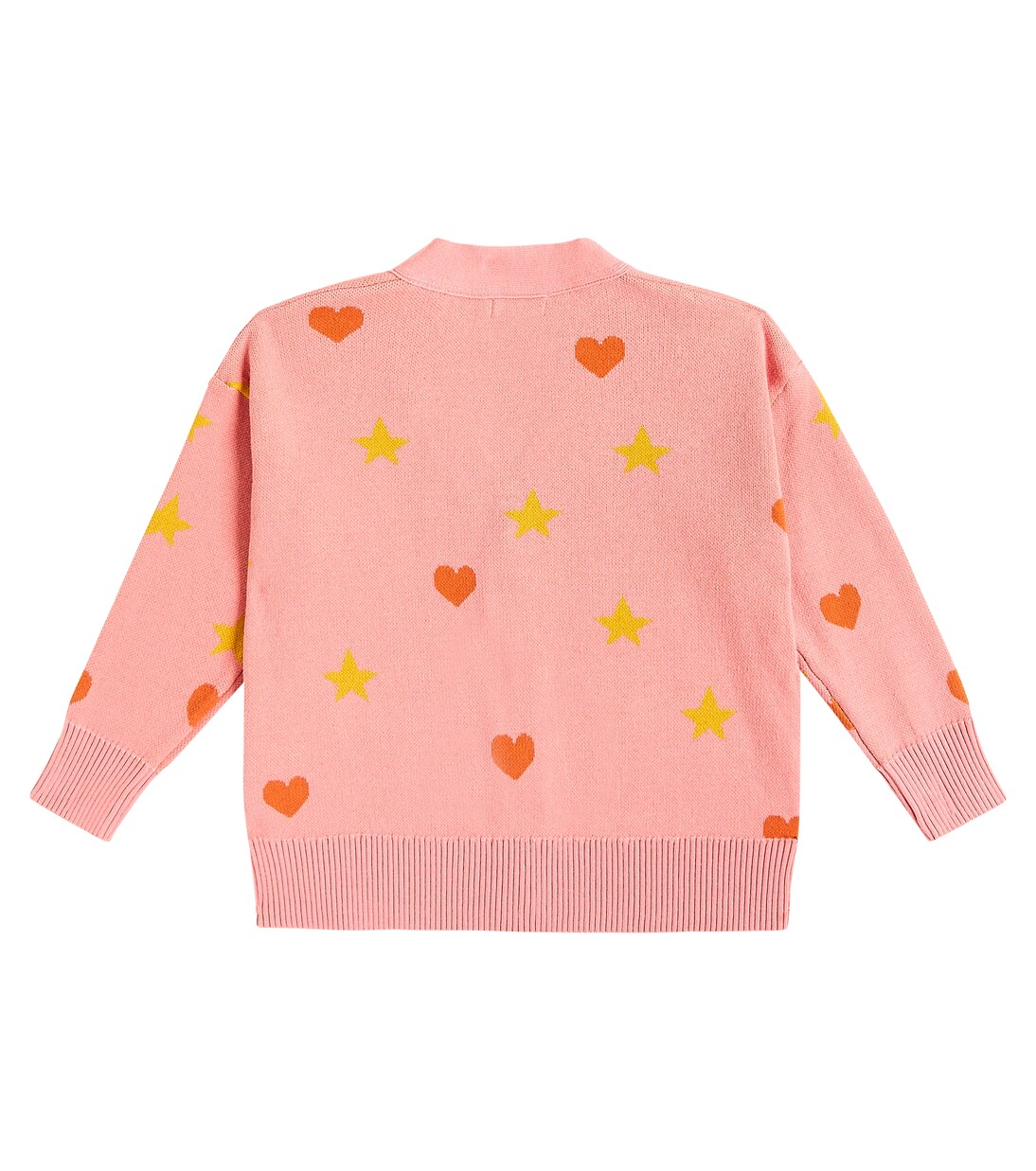 Hearts Stars jacquard cotton cardigan | Tinycottons