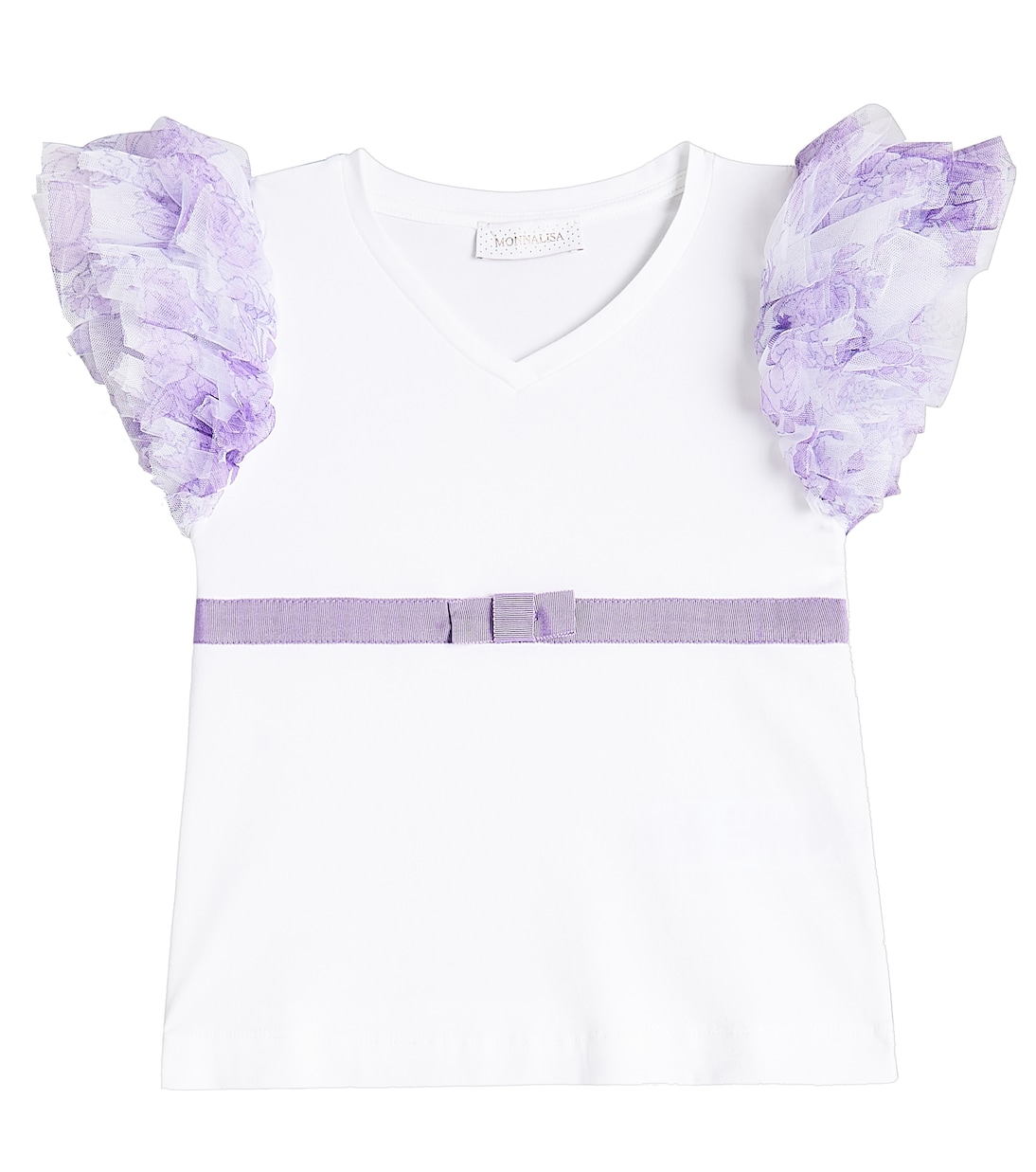 Ruffled cotton-blend top | Monnalisa