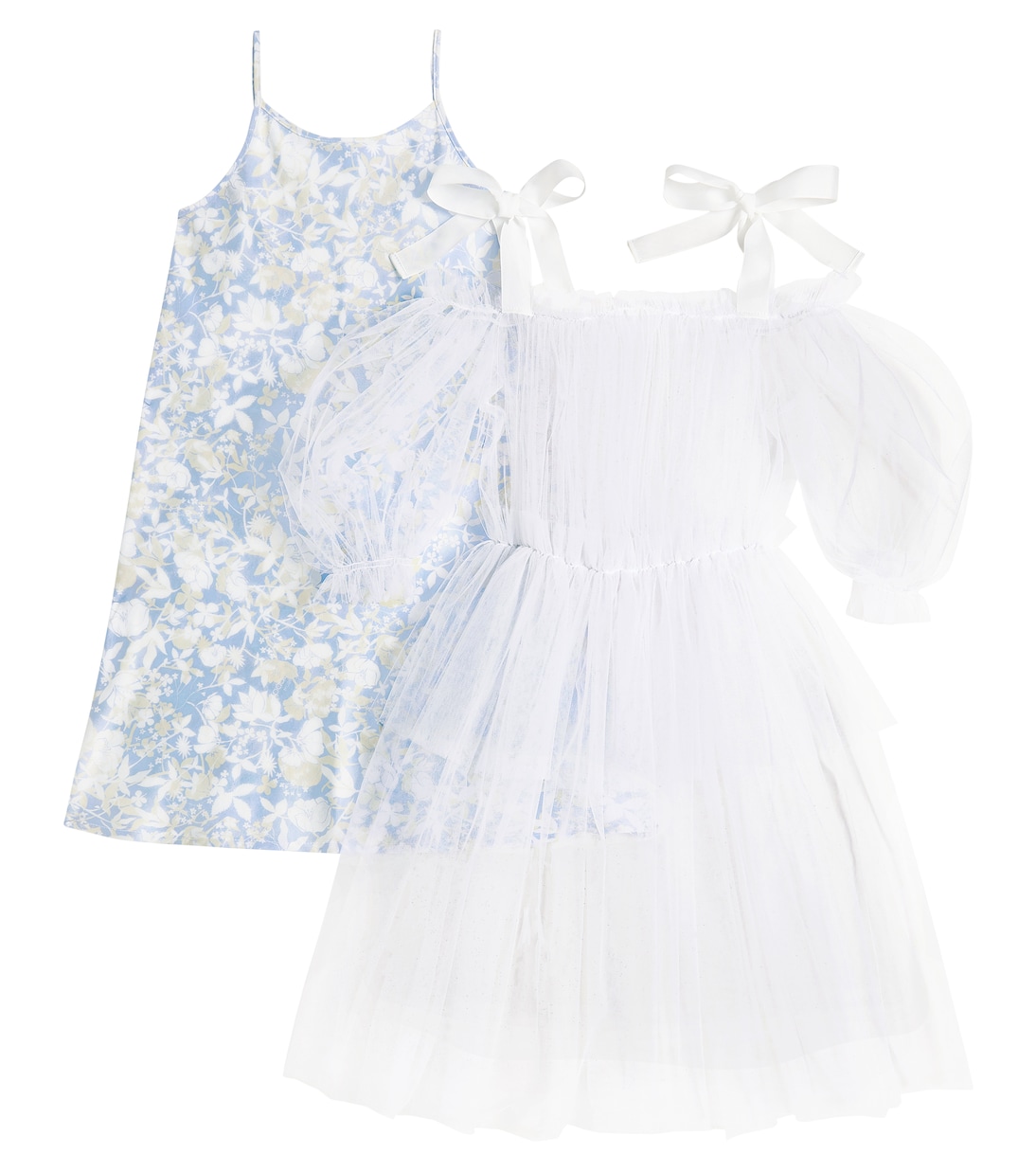 Ruched floral cotton-lined tulle dress | Paade Mode