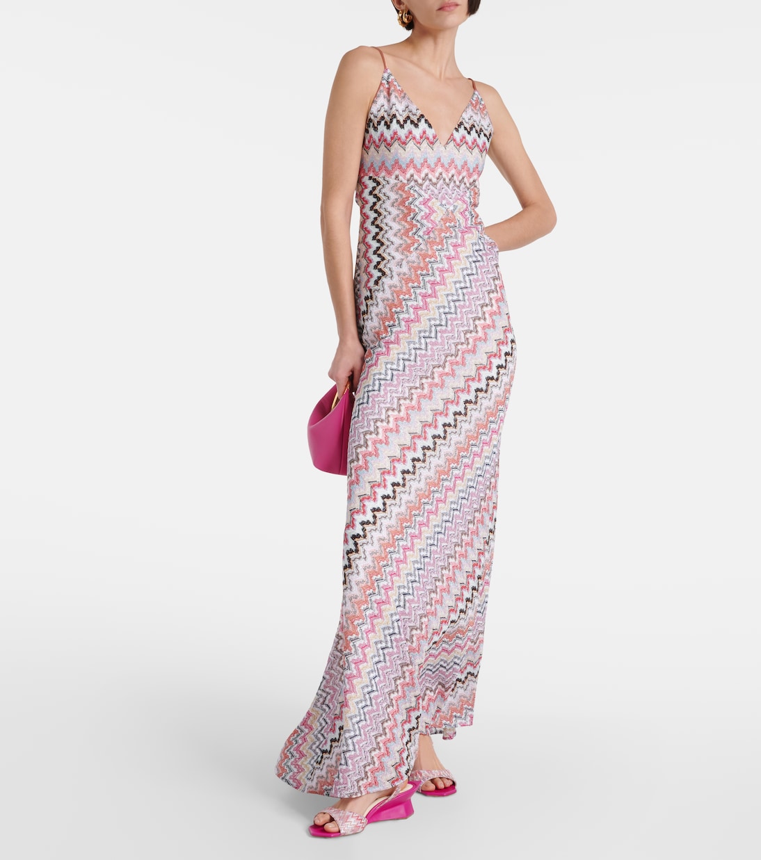 Wedge-Sandalen aus Leder mit Häkelstrick | Missoni