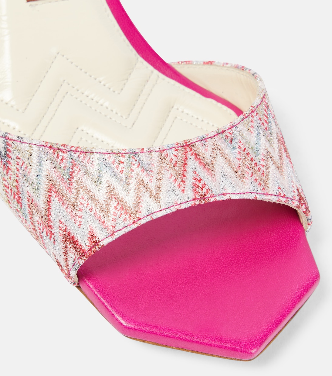 Wedge-Sandalen aus Leder mit Häkelstrick | Missoni