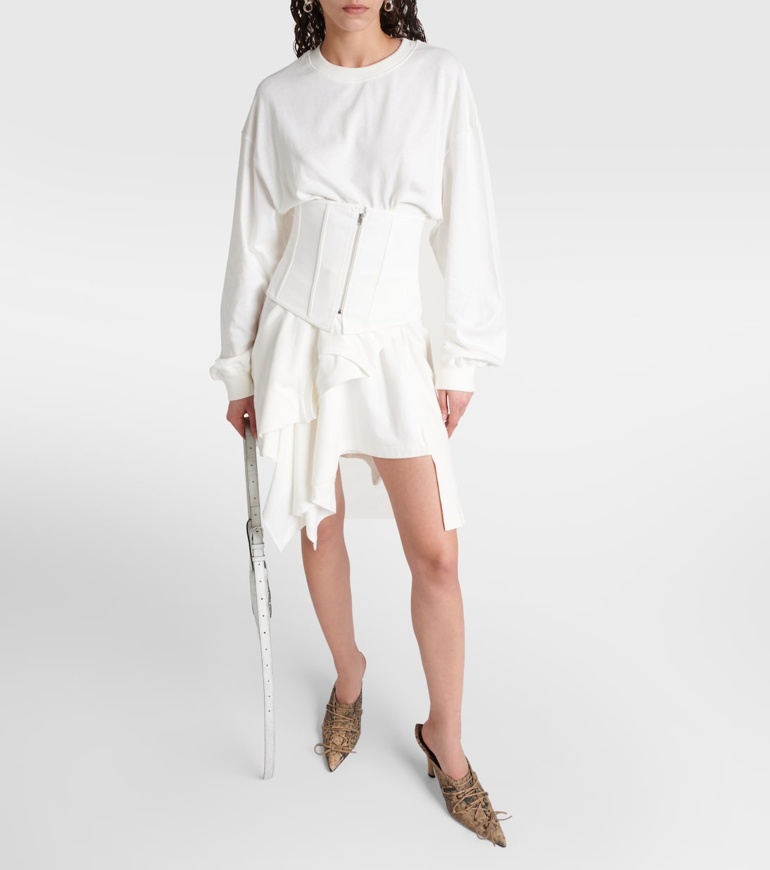 فستان كورسيه غير متماثل من القطن الجيرسيه | Acne Studios